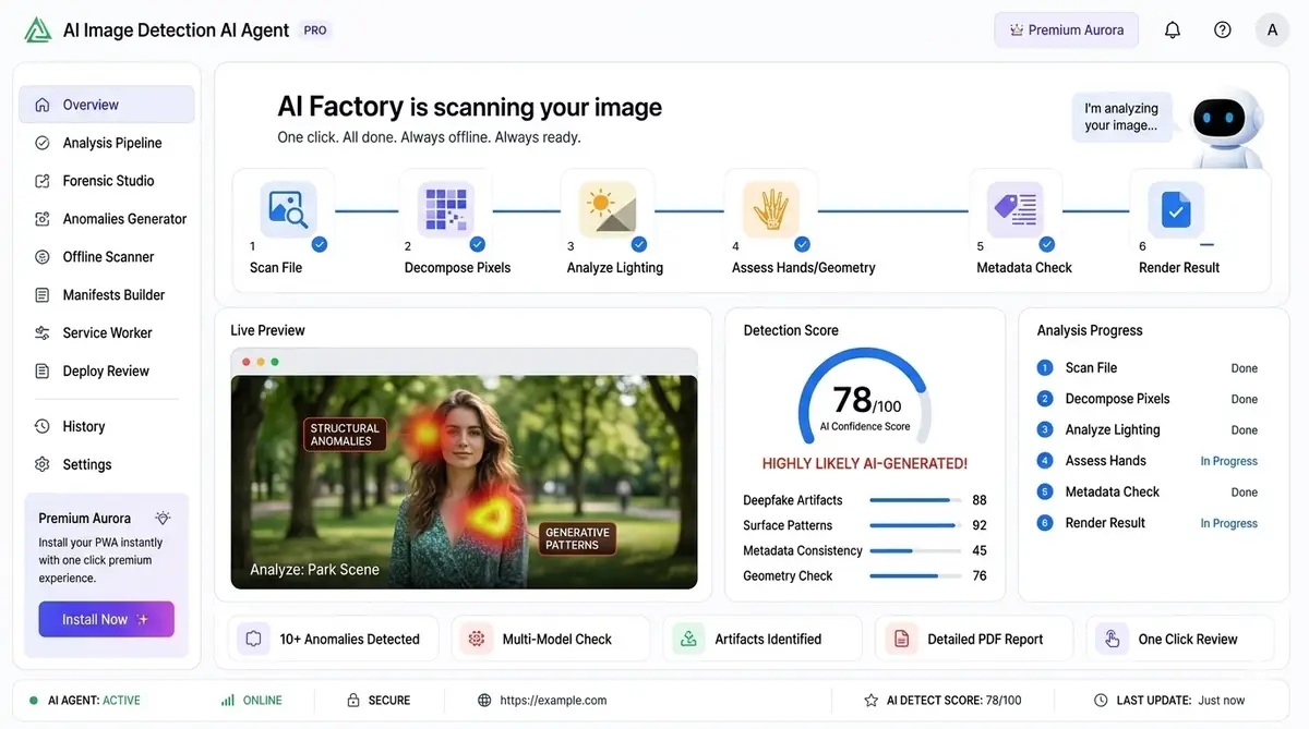 AI URL checker dashboard — example of the AI URL checker dashboard software
